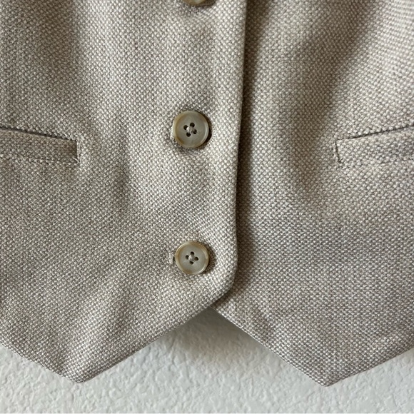 Aritzia Wilfred Desire Wool Blend Twill Suit Vest Button Preppy Academia SZ 4 - Picture 9 of 16
